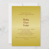 Elegant Gold Dark Red Photo Afstuderen Invitation Kaart (Achterkant)