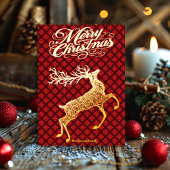 Elegant Gold Dashing Reindeer Merry Christmas  Folie Feestdagenkaart