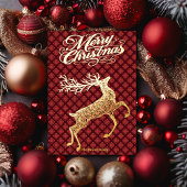 Elegant Gold Dashing Reindeer Merry Christmas  Folie Feestdagenkaart