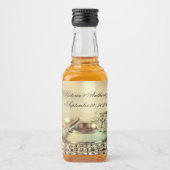 Elegant Gold Date Name Script Weddenschap Likeurfles Etiket (Voorkant)