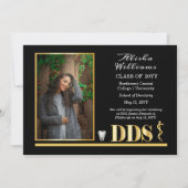Elegant Gold DDS Asclepius Dentist Afstuderen Aankondiging (Voorkant)
