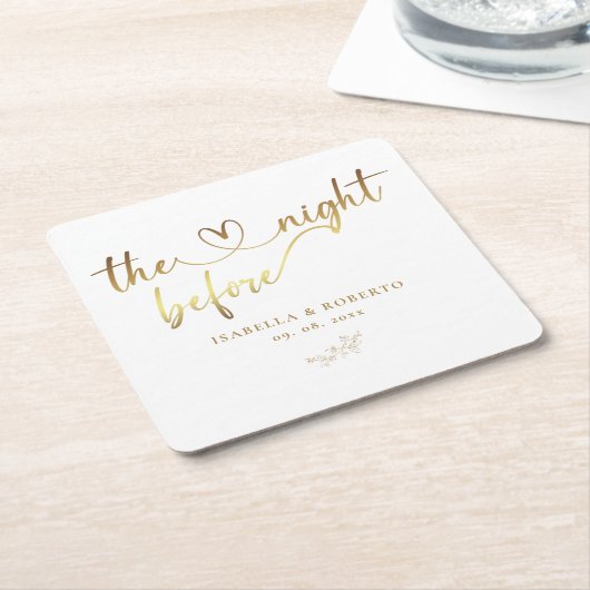 Elegant Gold de nacht voor het huwelijk Kartonnen Onderzetters (Schuin)