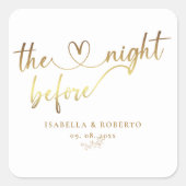 Elegant Gold de nacht voor het huwelijk Vierkante Sticker (Voorkant)