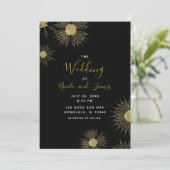 Elegant Gold Deco Mandala Floral Black Wedding Kaart (Staand voorkant)