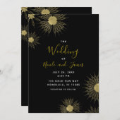 Elegant Gold Deco Mandala Floral Black Wedding Kaart (Voorkant / Achterkant)