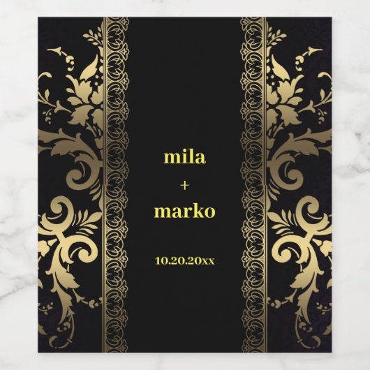 Elegant Gold Deco Wijn Etiket (Enkel label)
