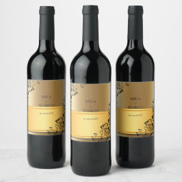 Elegant Gold Deco Wijnlabel Wijn Etiket