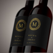 Elegant Gold Deco Wreator Monogram Wijn Etiket