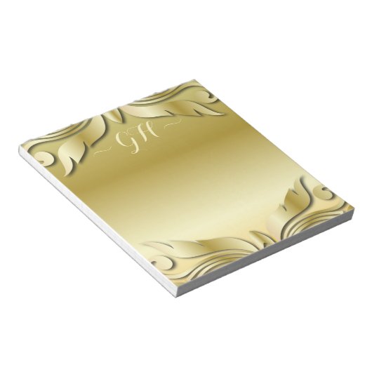Elegant Gold Decoratief  sierInitiaal Notitieblok (Schuin)