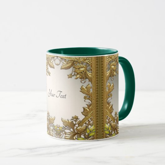 Elegant Gold Decorative Floral Mug Mok (Voorkant rechts)