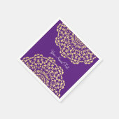 Elegant Gold Deep Paarse Lacy Patterned Servetten (Hoek)