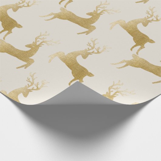 Elegant Gold Deer kerstpapier Cadeaupapier (Hoek)