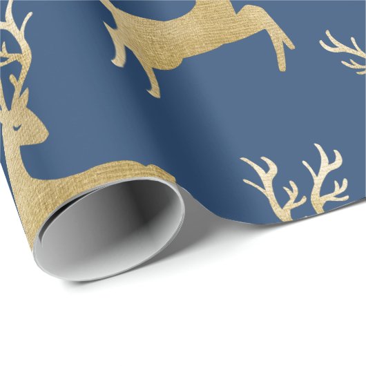 Elegant Gold Deer kerstpapier Cadeaupapier (Rol Hoek)