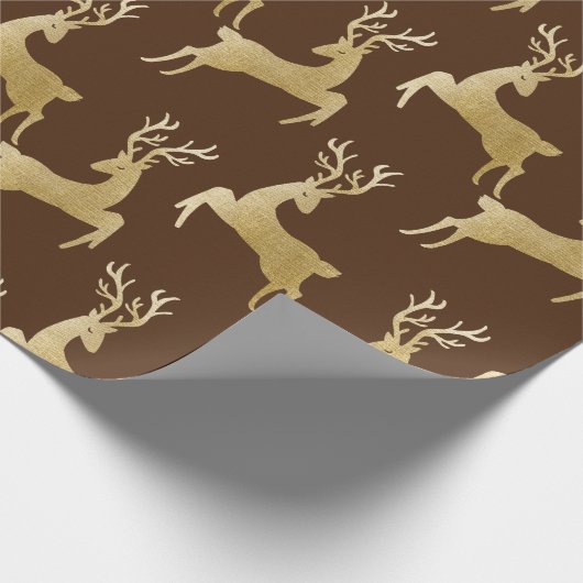 Elegant Gold Deer kerstpapier Cadeaupapier (Hoek)