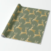 Elegant Gold Deer kerstpapier Cadeaupapier (Uitgerold)
