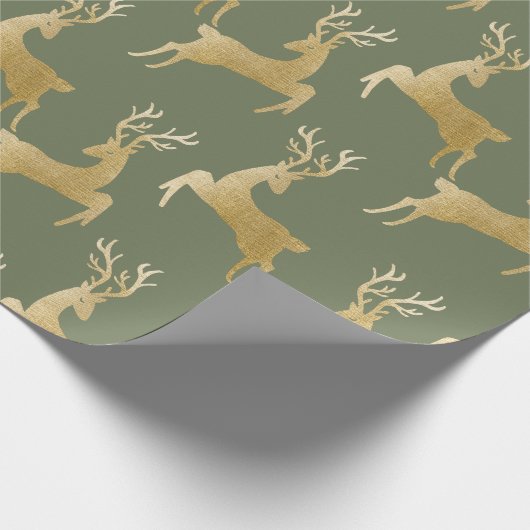 Elegant Gold Deer kerstpapier Cadeaupapier (Hoek)