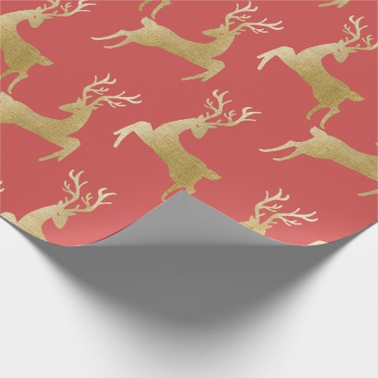 Elegant Gold Deer kerstpapier Cadeaupapier (Hoek)