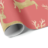 Elegant Gold Deer kerstpapier Cadeaupapier (Rol Hoek)
