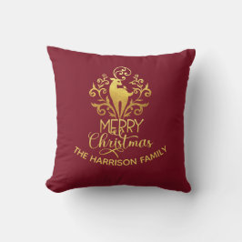 Elegant Gold Deer Merry kerstrood Kussen