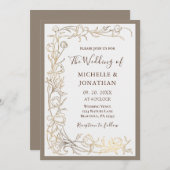 Elegant Gold Delicate Flowers Christelijk Weddensc Kaart (Voorkant / Achterkant)