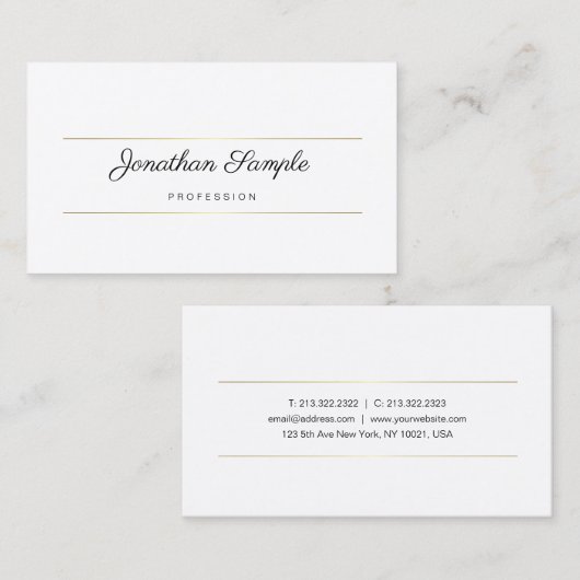 Elegant Gold Design Modern Hand Script Sjabloon Visitekaartje (Voorkant / Achterkant)