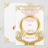 Elegant Gold Design Wedding Invitation on White Kaart (Voorkant / Achterkant)