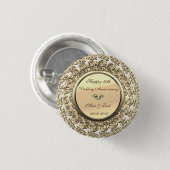 Elegant Gold Diamond 50th Wedding Jubileum Ronde Button 3,2 Cm (Voorkant /achterkant)