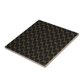 Elegant Gold Diamond en Dark Blue Pattern Tegeltje (Zijkant)