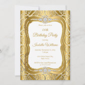 Elegant Gold Diamond Gem swirl Birthday Party Kaart (Voorkant)