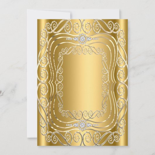Elegant Gold Diamond Gem swirl Birthday Party Kaart (Achterkant)