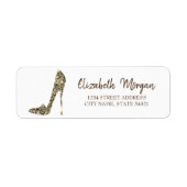 Elegant, Gold Diamond High Heels Adres Label (Voorkant)