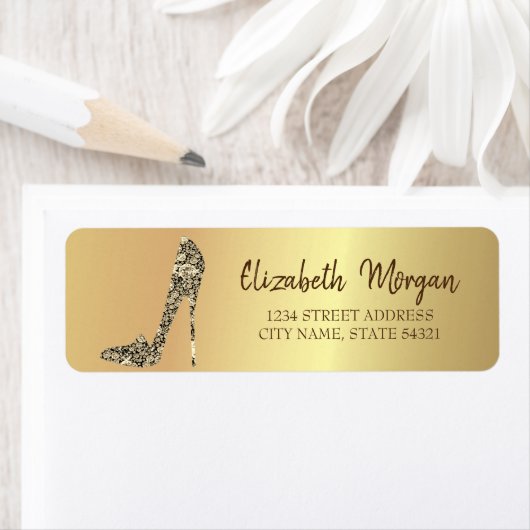 Elegant Gold Diamond High Heels Etiket (Insitu)