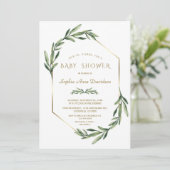 Elegant Gold Diamond Olive Baby shower Kaart (Staand voorkant)