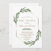 Elegant Gold Diamond Olive Baby shower Kaart (Voorkant / Achterkant)