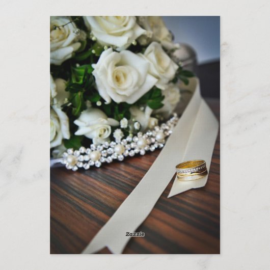 Elegant Gold Diamond Ring Pearl Bouquet Wedding In Kaart (Achterkant)