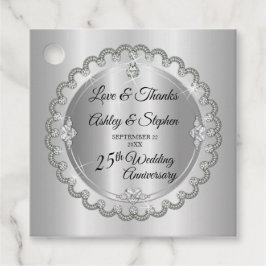 Elegant Gold Diamonds 25th Wedding Jubileum Bedankjes Labels