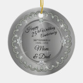 Elegant Gold Diamonds 25th Wedding Jubileum Keramisch Ornament (Voorkant)