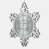 Elegant Gold Diamonds 25th Wedding Jubileum Tin Sneeuwvlok Ornament (Rechts)