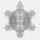 Elegant Gold Diamonds 25th Wedding Jubileum Tin Sneeuwvlok Ornament (Voorkant)