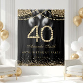 Elegant Gold Diamonds 40th Birthday Party Backdrop Wandkleed