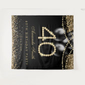 Elegant Gold Diamonds 40th Birthday Party Backdrop Wandkleed (Voorkant (horizontaal))