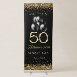 Elegant Gold Diamonds 50th Birthday Roll-up Banner