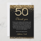 Elegant Gold Diamonds 50th Birthday Thank you Card Bedankkaart (Voorkant)
