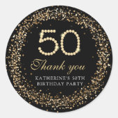Elegant Gold Diamonds 50th Birthday Thank you  Ronde Sticker (Voorkant)