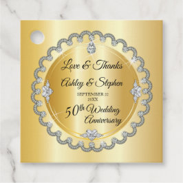 Elegant Gold Diamonds 50th Wedding Jubileum Bedankjes Labels