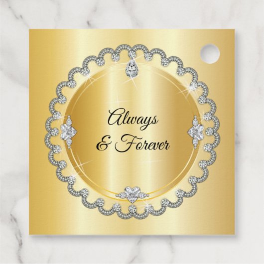 Elegant Gold Diamonds 50th Wedding Jubileum Bedankjes Labels (Achterkant)