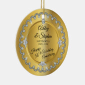 Elegant Gold Diamonds 50th Wedding Jubileum Keramisch Ornament (Rechts)