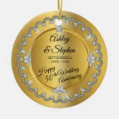 Elegant Gold Diamonds 50th Wedding Jubileum Keramisch Ornament (Voorkant)