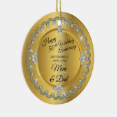 Elegant Gold Diamonds 50th Wedding Jubileum Keramisch Ornament (Rechts)