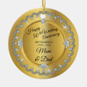 Elegant Gold Diamonds 50th Wedding Jubileum Keramisch Ornament (Voorkant)